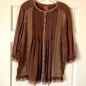 JOHNNY WAS Lace Tunic L